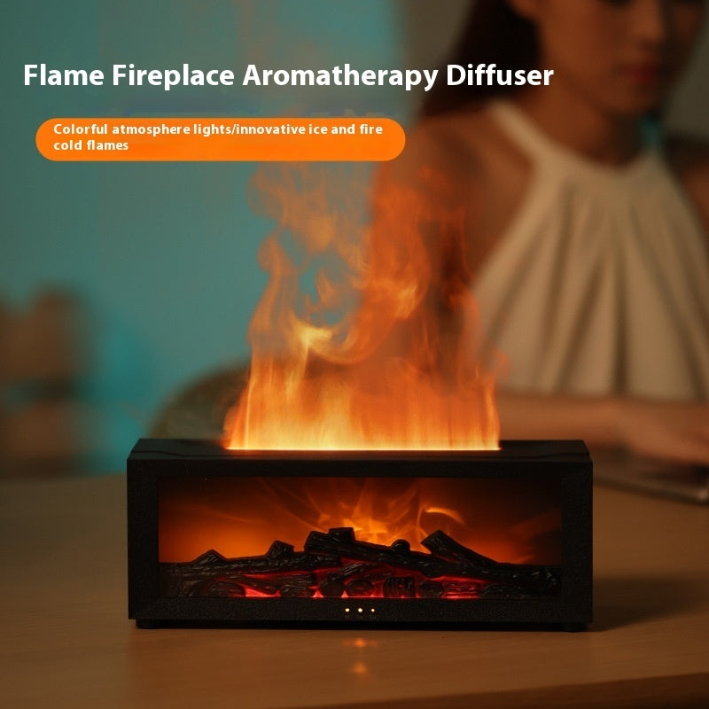 3D Flame Effect Essential Oil Humidifier with Colorful LED Light & Large Mist Output