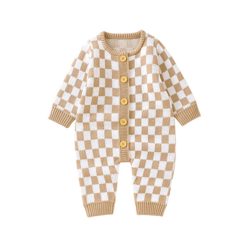 Chessboard Baby One-piece Garment