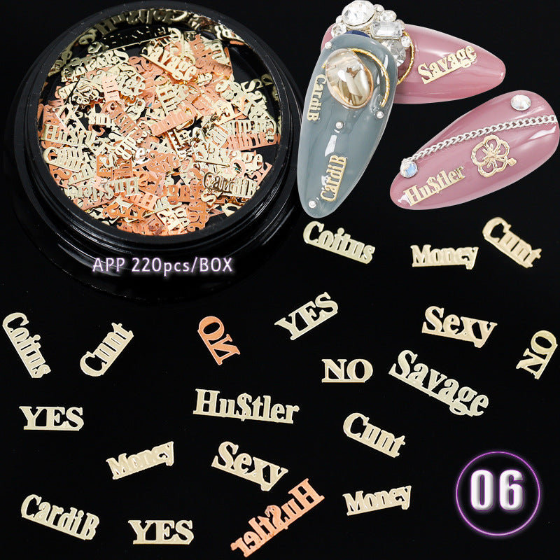 Ultra Thin Hollow Metal Chip English Letter Snowflake Christmas Nail Patch