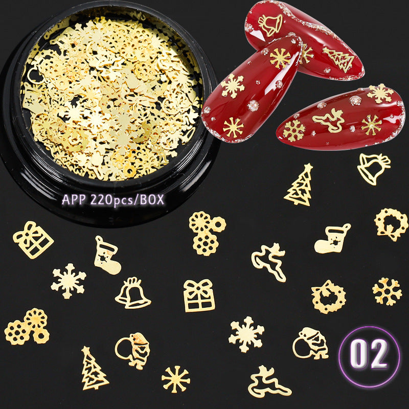 Ultra Thin Hollow Metal Chip English Letter Snowflake Christmas Nail Patch