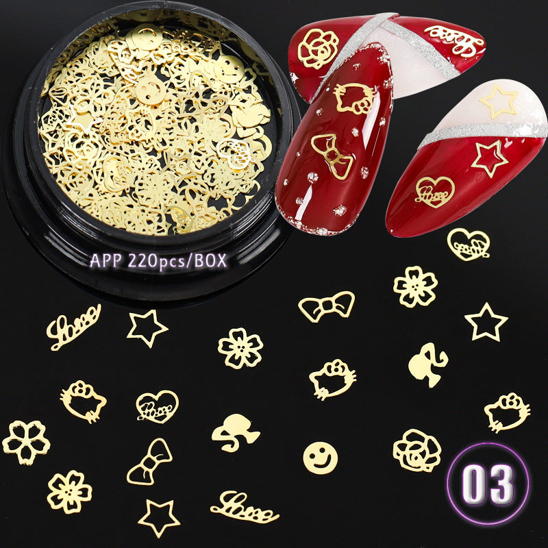 Ultra Thin Hollow Metal Chip English Letter Snowflake Christmas Nail Patch