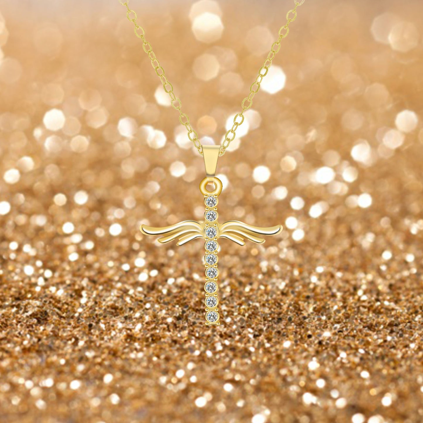 Angel Wings Cross Pendant Necklace For Women