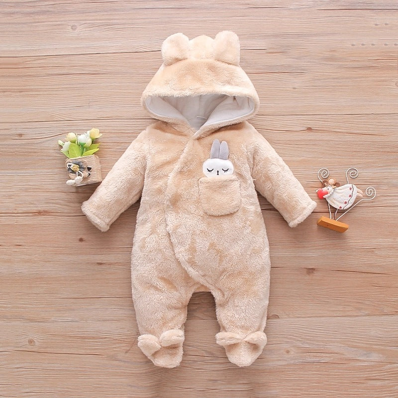 Solid Color Cartoon Baby One-piece
