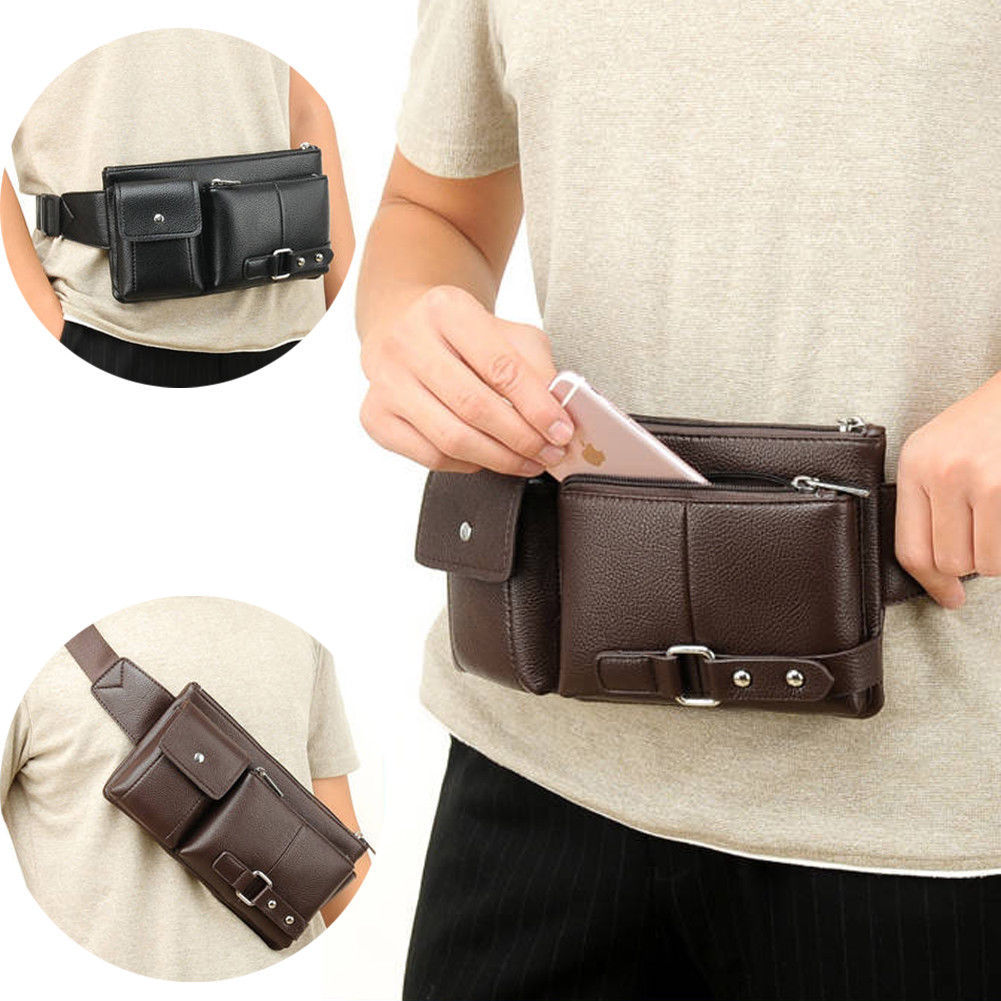 Men's Leather Waist And Chest Bag For Travel