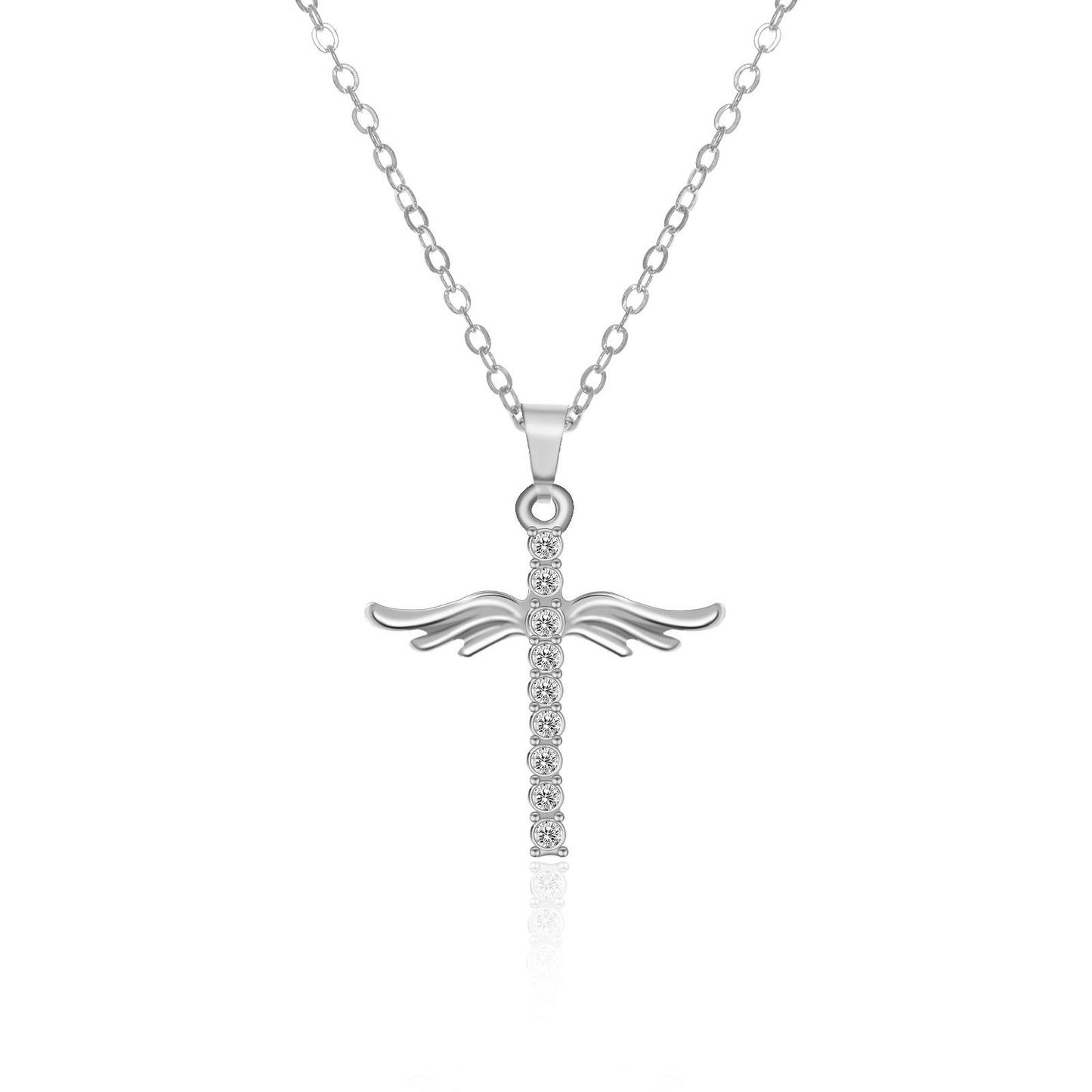 Angel Wings Cross Pendant Necklace For Women