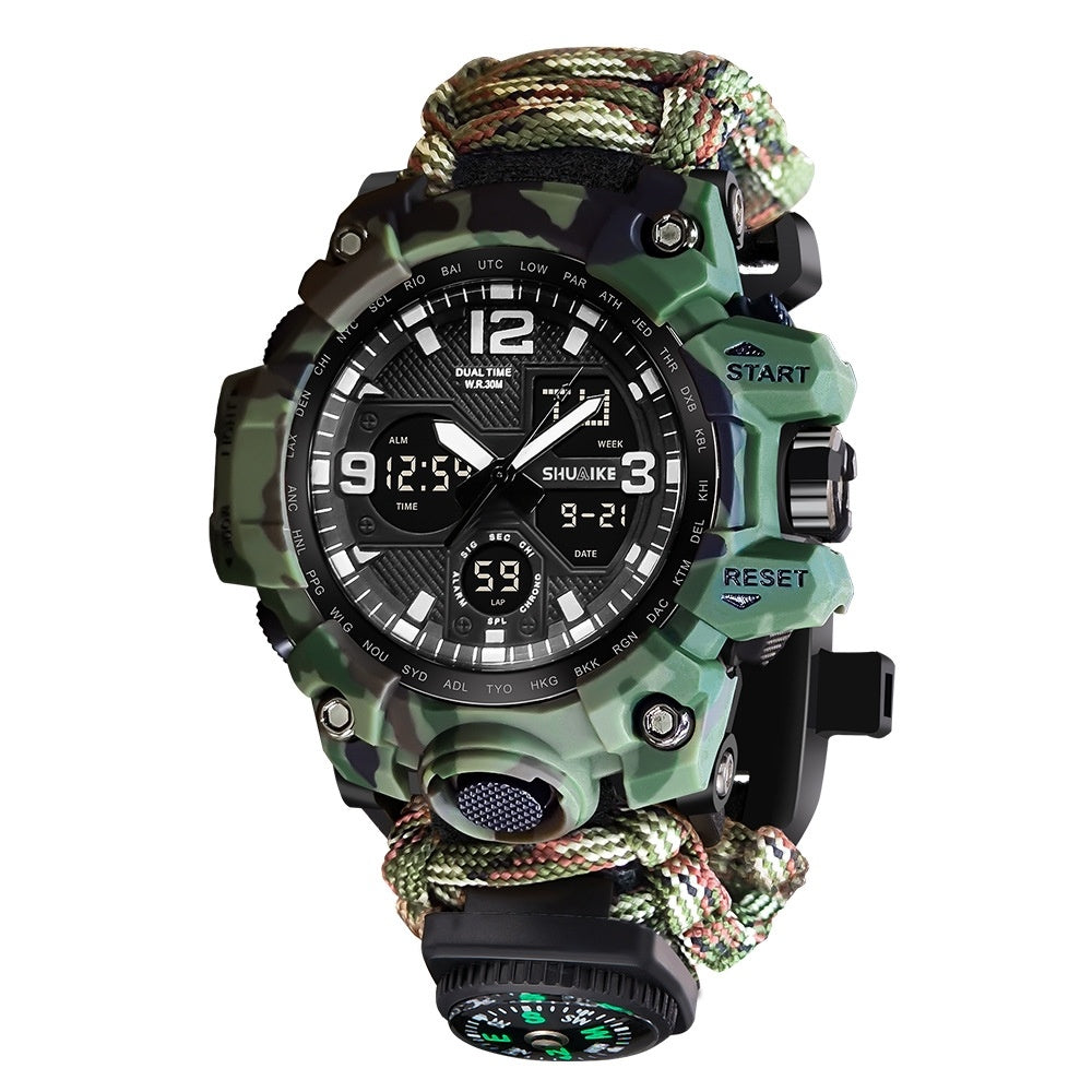 Double Display Whistle Ignition Compass Thermometer Electronic Watch