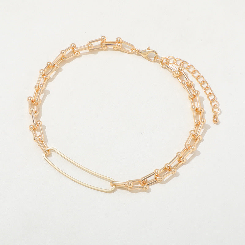 High-grade Retro U-shaped Double-layer Metal Chain Tag Necklace