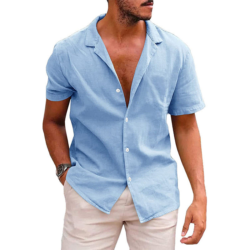 Casual Button Down Shirt Short Sleeve Beach Shirt