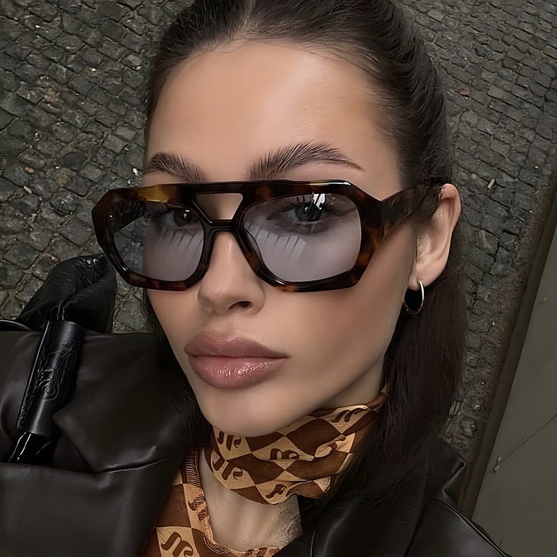 Ins Big Frame Leopard Beach Vacation Glasses