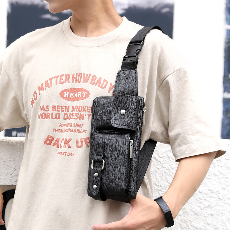 Men's Leather Waist And Chest Bag For Travel
