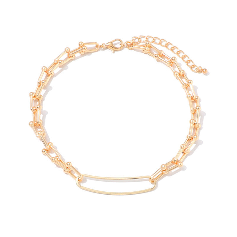 High-grade Retro U-shaped Double-layer Metal Chain Tag Necklace