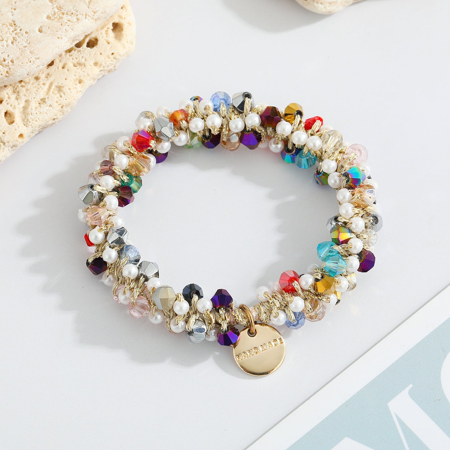 Multicolor Crystal Pearl Hair Ring