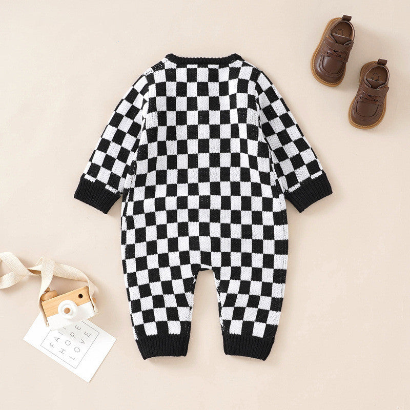 Chessboard Baby One-piece Garment