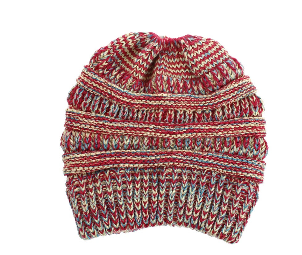 Mixed Color Knitted Wool Hat For Ladies