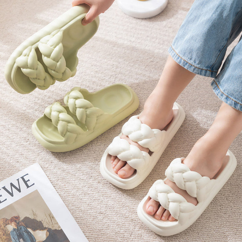 Women Double Woven Non-slip Bathroom Slippers