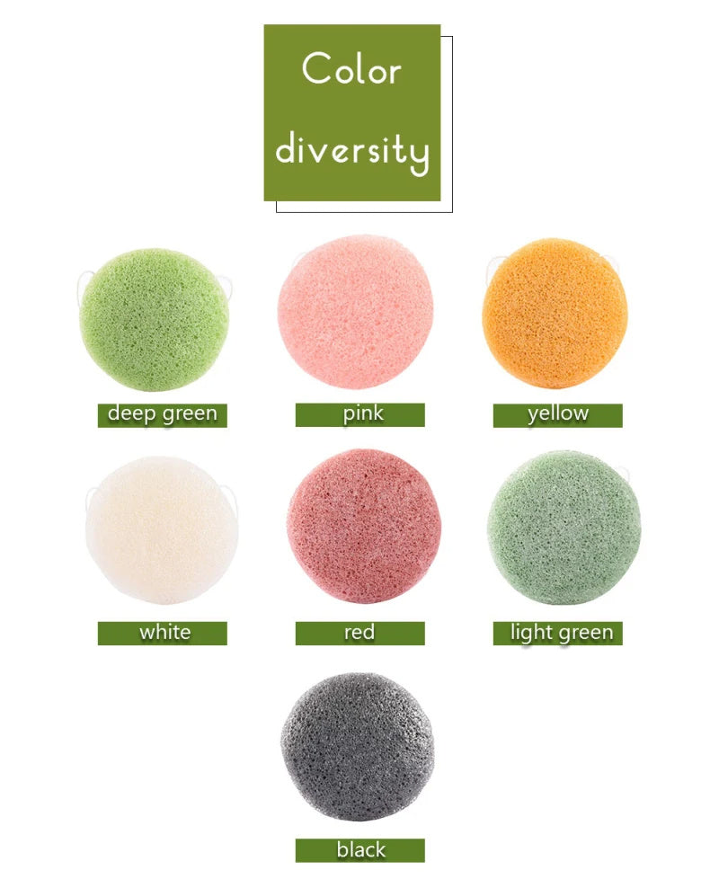 Natural Round Shape Konjac Face Cleaning Sponge