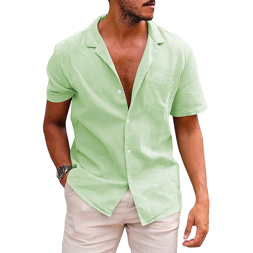 Casual Button Down Shirt Short Sleeve Beach Shirt