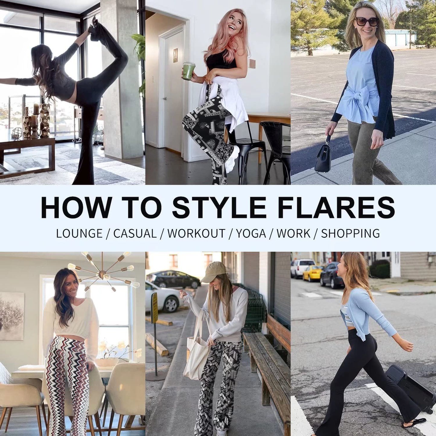 Flare Yoga Pants For Women - Soft High Waist Bootcut Leggings Tall & Long Palazzo Pants For Women