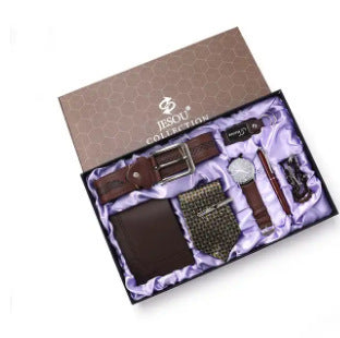 Men's Gift Suit Exquisite Packaging With Watch, Belt, Tie And Wallet