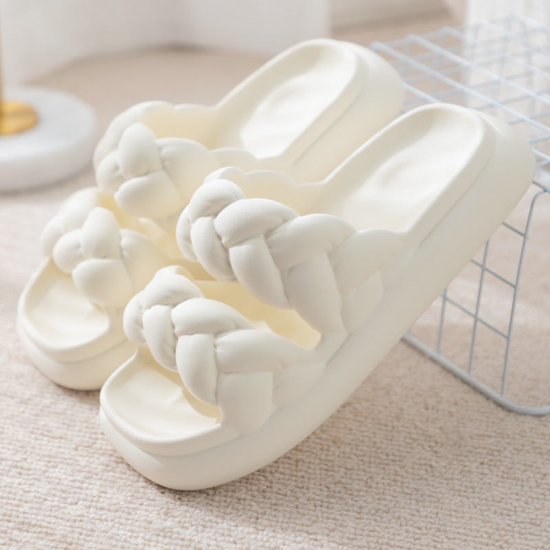 Women Double Woven Non-slip Bathroom Slippers