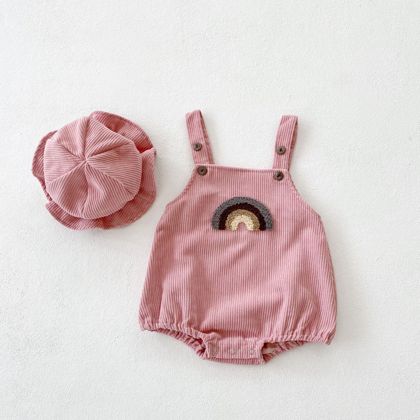 Baby Corduroy Rainbow Sling Romper Bag Fart Clothes