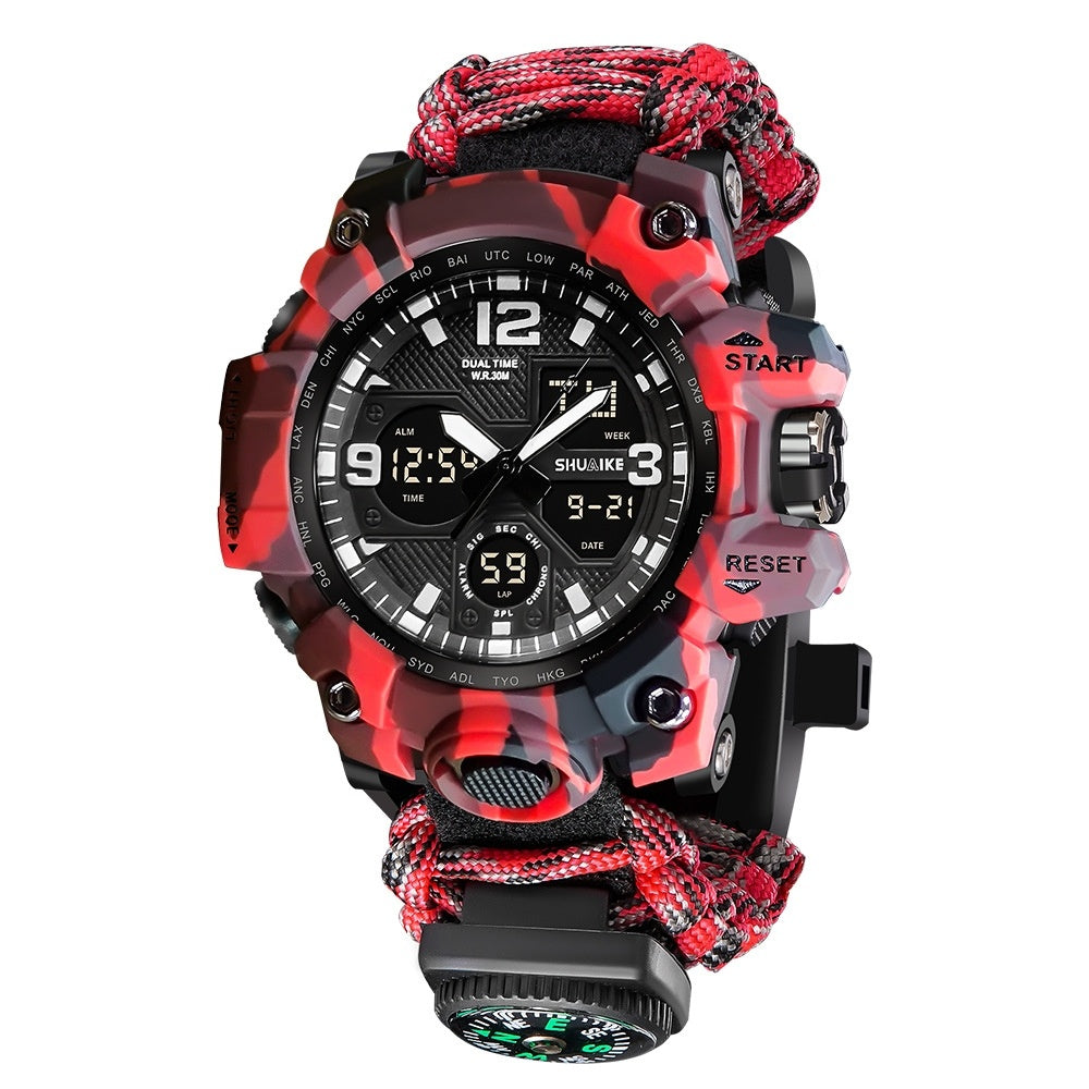 Double Display Whistle Ignition Compass Thermometer Electronic Watch
