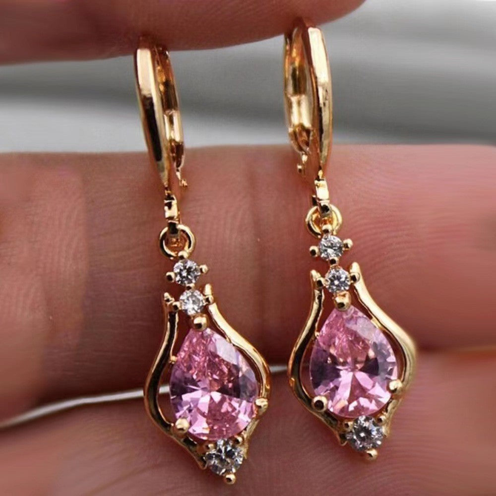 Purple Zircon Drop-shaped Temperament Earrings