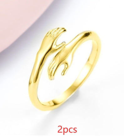 Simple Hands Alloy Hug Ring