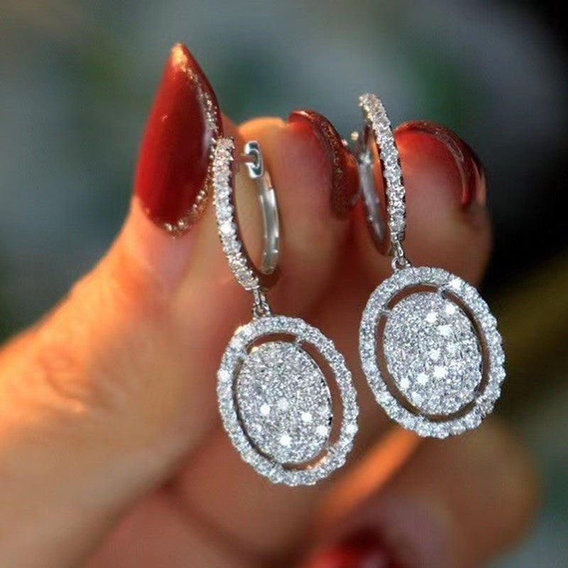 White Gold Plated Oval Earrings