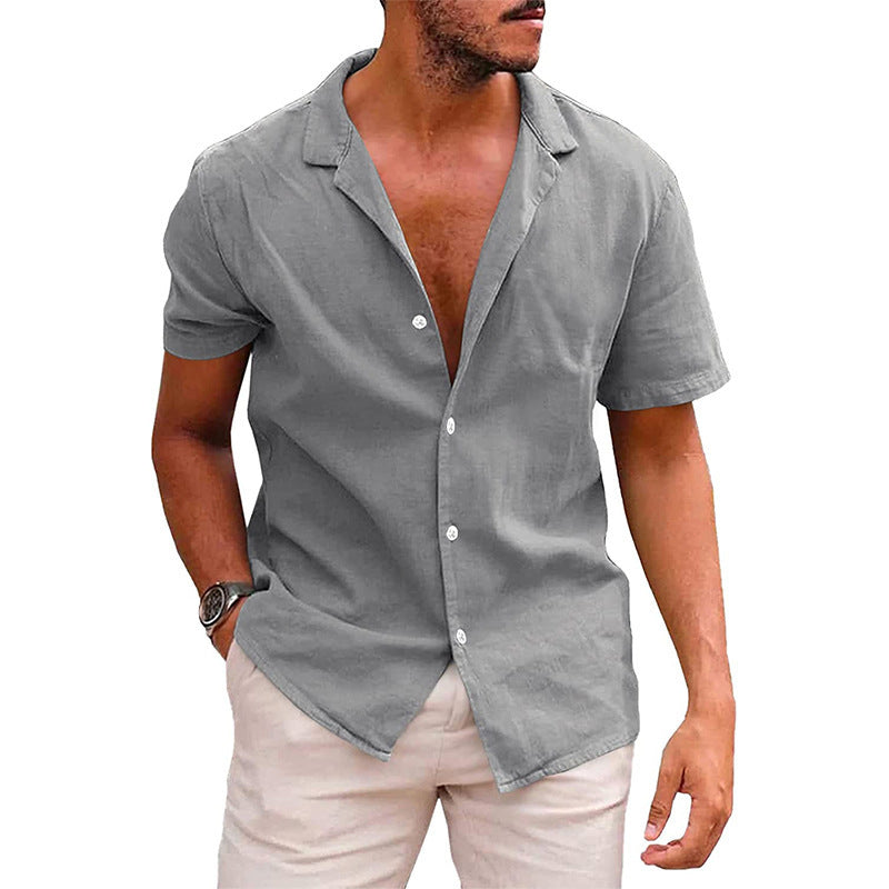 Casual Button Down Shirt Short Sleeve Beach Shirt