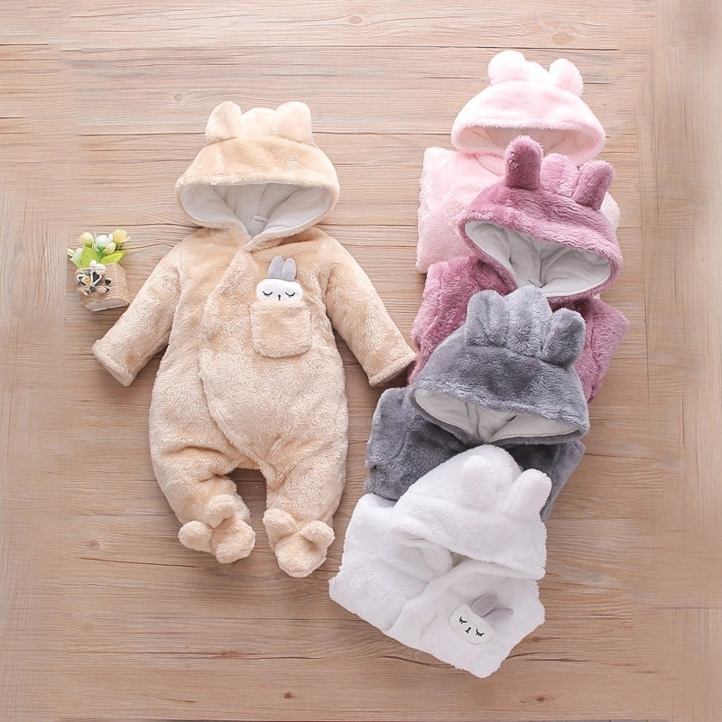 Solid Color Cartoon Baby One-piece