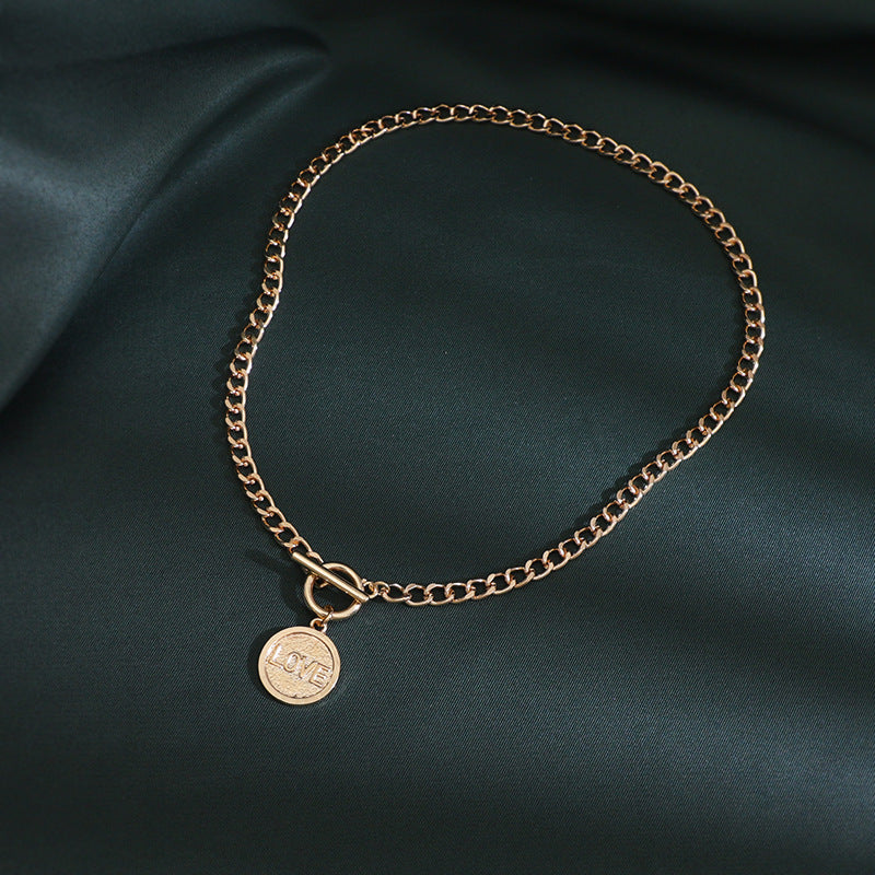 High-grade Retro U-shaped Double-layer Metal Chain Tag Necklace