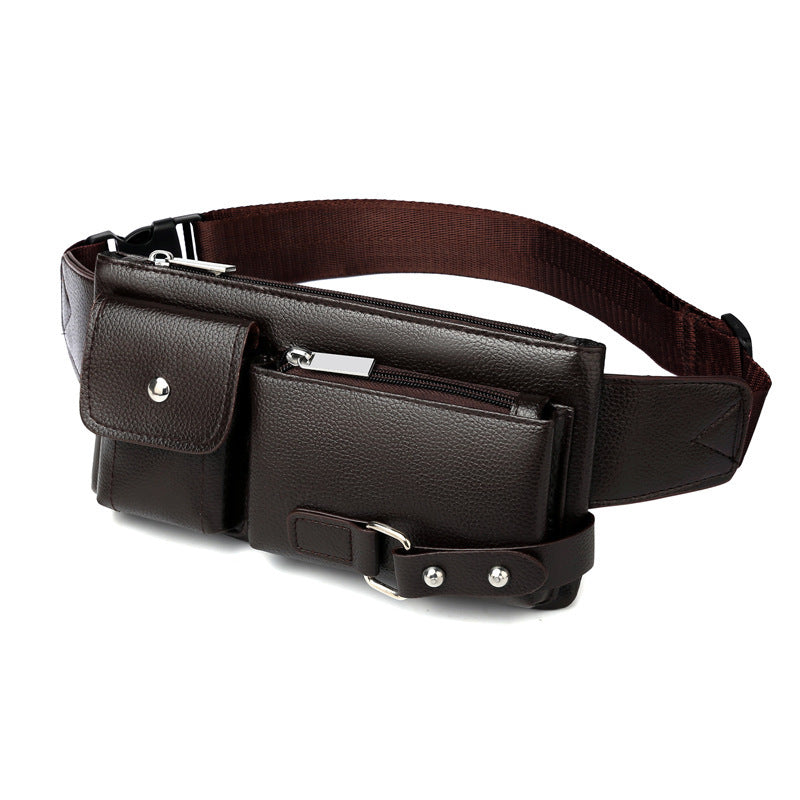 Men's Leather Waist And Chest Bag For Travel
