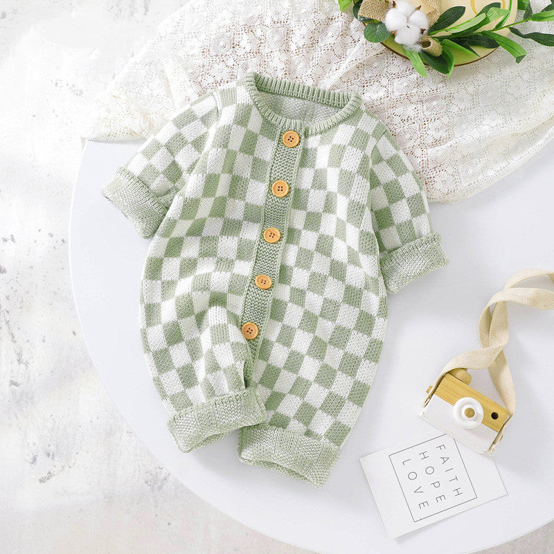 Chessboard Baby One-piece Garment