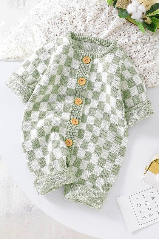 Chessboard Baby One-piece Garment