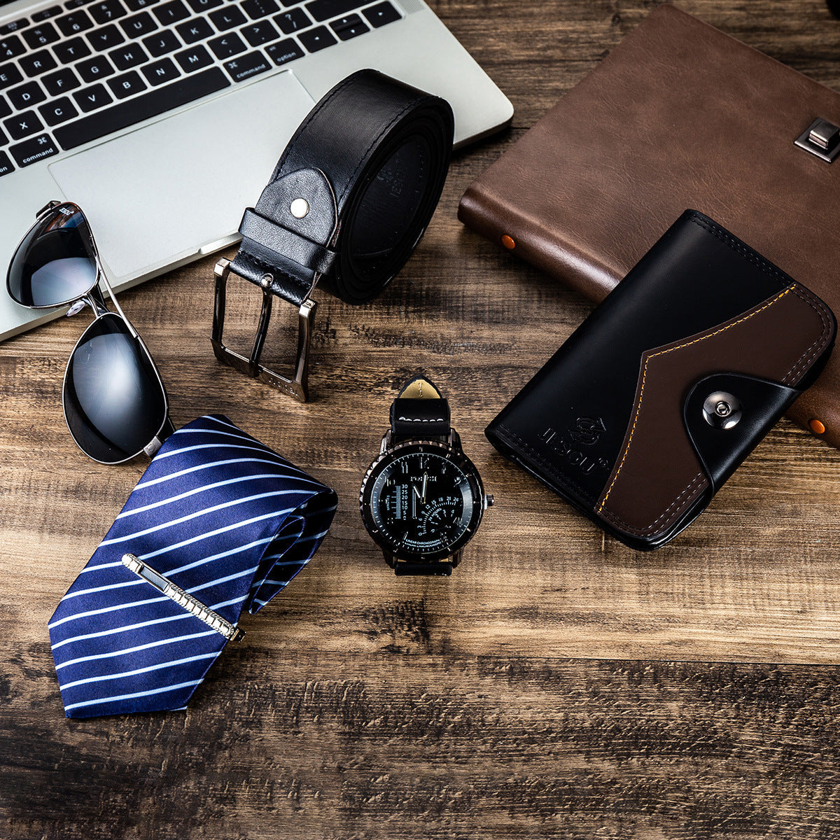 Men's Gift Suit Exquisite Packaging With Watch, Belt, Tie And Wallet