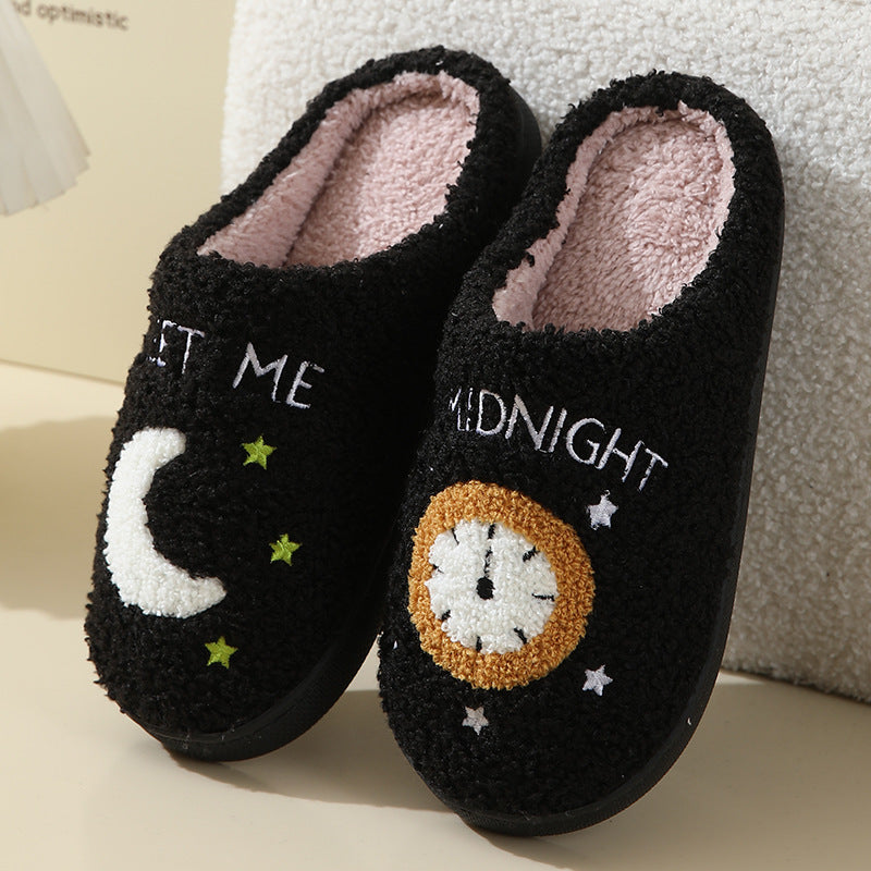 Moon And Clock Print Home Slippers For Women