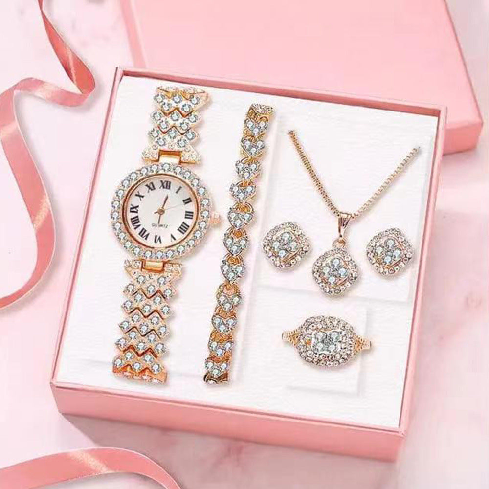 Full Diamond Luxury Bracelet Watch Suit