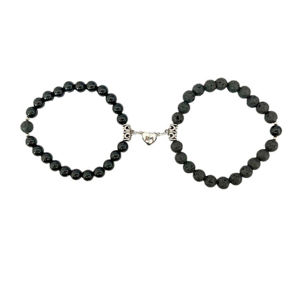 Turquoise Peach Heart Magnet Couple Design Bracelet