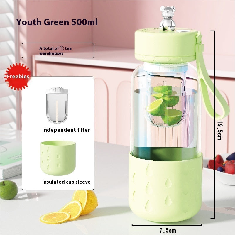 Magnetic Tea-Water Separation Glass Infuser Tumbler