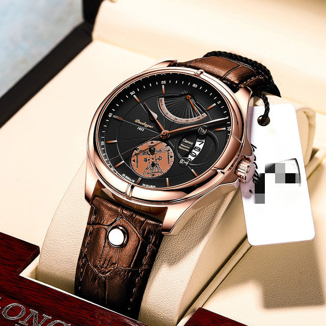 Men's Waterproof Calendar Thin Quartz Watch