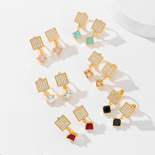 Zircon Stud Earrings In Various Colors