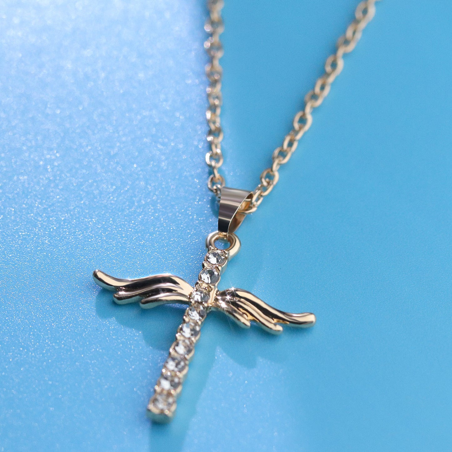 Angel Wings Cross Pendant Necklace For Women