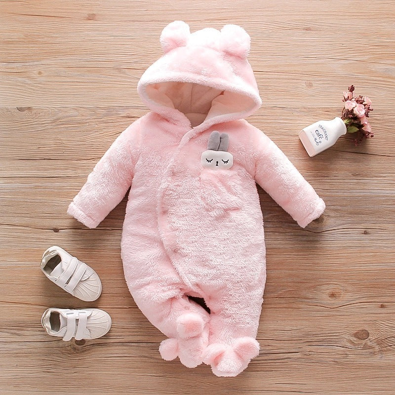 Solid Color Cartoon Baby One-piece
