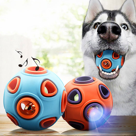 Luminous Sounding Dog Toy Ball – Glowing Squeaky Play Ball for Pets