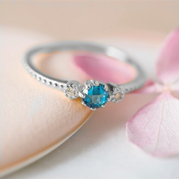 Ocean Blue Rhinestone Rings, Gold Silver Finger Rings  And Simple Bohemian Rings For Weddings