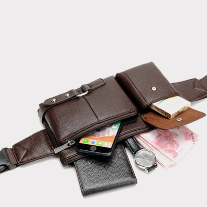 Men's Leather Waist And Chest Bag For Travel
