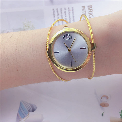 Retro Girls Round Single Steel Wire Bangle Watch