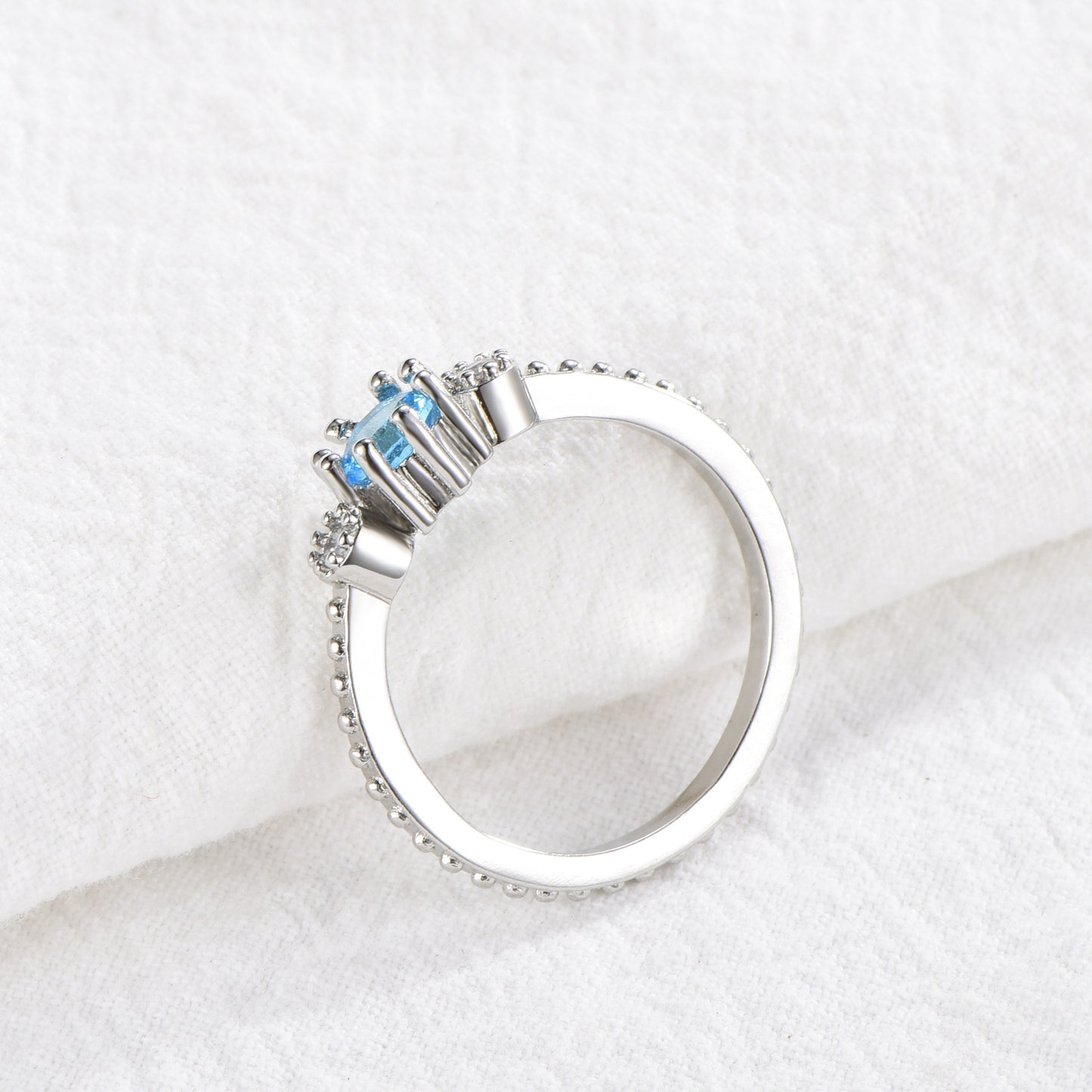 Ocean Blue Rhinestone Rings, Gold Silver Finger Rings  And Simple Bohemian Rings For Weddings