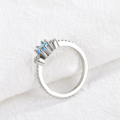 Ocean Blue Rhinestone Rings, Gold Silver Finger Rings  And Simple Bohemian Rings For Weddings